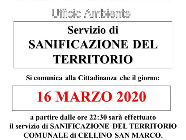 Servizio di sanificazione straordinaria