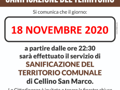 Sanificazione del 18.11.2020